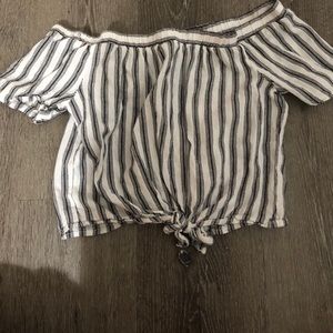 Off the shoulder stripped shirt
